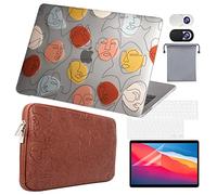 OZADE 6 in 1 Compatible for 2021-2016 Macbook Pro 13 inch Case M1 A2338 A2251 A2289 A2159 A1989 A1706 A1708 with Touch Bar,Laptop Bag Case Sleeve,Brown(One Line One World)