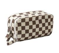 OZAOZ Big Capacity Pencil Case Pen Pouch Corduroy Pencil Bag Multiple Pockets Sturdy Zipper Cute School Supplies Pen Bag Organizer For Girls Kids (C Brown grid)