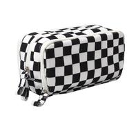 OZAOZ Big Capacity Pencil Case Pen Pouch Corduroy Pencil Bag Multiple Pockets Sturdy Zipper Cute School Supplies Pen Bag Organizer For Girls Kids (C Black and white grid)