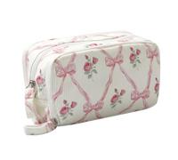OZAOZ Big Capacity Pencil Case Pen Pouch Corduroy Pencil Bag Multiple Pockets Sturdy Zipper Cute School Supplies Pen Bag Organizer For Girls Kids (C Pink bow)