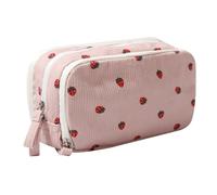 OZAOZ Big Capacity Pencil Case Pen Pouch Corduroy Pencil Bag Multiple Pockets Sturdy Zipper Cute School Supplies Pen Bag Organizer For Girls Kids (C Pink strawberry)