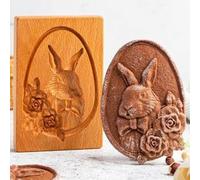 OZAOZ Carved Wooden Rabbit Cookie Cutter, Pine Cones Provence Rose, 1 Piece
