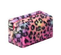OZAOZ Checkered Makeup Bag Plush Cosmetic Bag Asthetic Plaid Handbags Cute Zipper Travel Toiletry Bag Soft Storage Pouch Pencil Case Bag for Women Girls, Leopard print-C, Checkered Makeup Bag Fuzzy
