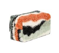 OZAOZ Checkered Makeup Bag Plush Cosmetic Bag Asthetic Plaid Handbags Cute Zipper Travel Toiletry Bag Soft Storage Pouch Pencil Case Bag for Women Girls, Rainbow-Green, Checkered Makeup Bag Fuzzy