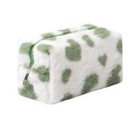 OZAOZ Checkered Makeup Bag Plush Cosmetic Bag Asthetic Plaid Handbags Cute Zipper Travel Toiletry Bag Soft Storage Pouch Pencil Case Bag for Women Girls, Heart-Green, Checkered Makeup Bag Fuzzy Makeup
