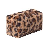 OZAOZ Checkered Makeup Bag Plush Cosmetic Bag Asthetic Plaid Handbags Cute Zipper Travel Toiletry Bag Soft Storage Pouch Pencil Case Bag for Women Girls, Leopard print-E, Checkered Makeup Bag Fuzzy
