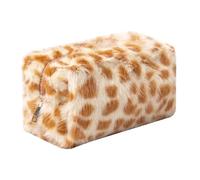 OZAOZ Checkered Makeup Bag Plush Cosmetic Bag Asthetic Plaid Handbags Cute Zipper Travel Toiletry Bag Soft Storage Pouch Pencil Case Bag for Women Girls, Leopard print-H, Checkered Makeup Bag Fuzzy
