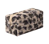 OZAOZ Checkered Makeup Bag Plush Cosmetic Bag Asthetic Plaid Handbags Cute Zipper Travel Toiletry Bag Soft Storage Pouch Pencil Case Bag for Women Girls, Leopard print-G, Checkered Makeup Bag Fuzzy