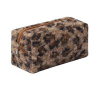 OZAOZ Checkered Makeup Bag Plush Cosmetic Bag Asthetic Plaid Handbags Cute Zipper Travel Toiletry Bag Soft Storage Pouch Pencil Case Bag for Women Girls, Leopard print-F, Checkered Makeup Bag Fuzzy