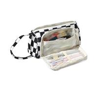 OZAOZ Large Pencil Case Pouch School Supplies Aesthetic Stationery Pen Bag for Girls Kids (D Black and white grid)