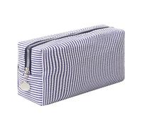OZAOZ Makeup Bag Cosmetic Bag Travel Toiletry Bag Aesthetic Canvas Organizer Bag Zipper Pouch for Women, M-Navy blue, Cute