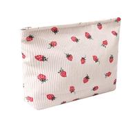 OZAOZ Makeup bag for Women, Flower Cosmetic Bags Zipper Pouch, Large Capacity Corduroy Makeup Bag, Travel Toiletry Bag Organizer for Women and Girls, Flower-N, Cosmetic Bag