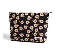 OZAOZ Makeup bag for Women, Flower Cosmetic Bags Zipper Pouch, Large Capacity Corduroy Makeup Bag, Travel Toiletry Bag Organizer for Women and Girls, Flower-X, Cosmetic Bag