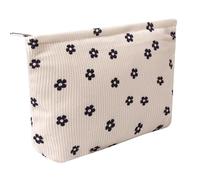 OZAOZ Makeup bag for Women, Flower Cosmetic Bags Zipper Pouch, Large Capacity Corduroy Makeup Bag, Travel Toiletry Bag Organizer for Women and Girls, Flower-I, Cosmetic Bag