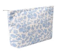 OZAOZ Makeup bag for Women, Flower Cosmetic Bags Zipper Pouch, Large Capacity Corduroy Makeup Bag, Travel Toiletry Bag Organizer for Women and Girls, Flower-A, Cosmetic Bag
