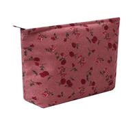 OZAOZ Makeup bag for Women, Flower Cosmetic Bags Zipper Pouch, Large Capacity Corduroy Makeup Bag, Travel Toiletry Bag Organizer for Women and Girls, Flower-M, Cosmetic Bag