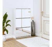 ozark mirrored high gloss shoe cabinet with 3 flaps in white