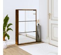 ozark mirrored shoe cabinet with 3 flaps in smoked oak