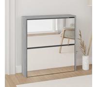 ozark mirrored shoe storage cabinet with 2 flip doors in grey sonoma