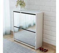 ozark mirrored shoe storage cabinet with 2 flip doors in white