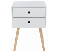 Ozark White 2 Drawer Bedside Cabinet with Wooden Legs
