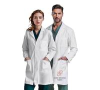 Ozarra White Unisex Lab Coat for Medical, Science & Pharmacy Use, 200 GSM Polycotton, Knee Length, Press Stud Front, 3 Practical Pockets, Classic Relaxed Fit