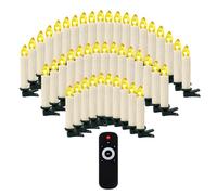 OZAVO Led Christmas Tree Candles with Remote 30 pcs Wireless Flameless Flickering Clip-on Taper Candle Light for New Year Wedding Birthday Party