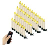 OZAVO Led Christmas Tree Candles with Remote 40 pcs Wireless Flameless Flickering Clip-on Taper Candle Light for New Year Wedding Birthday Party