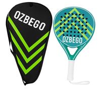 Ozbego Padel Racket Set 100% Full Carbon - Includes Bag, 2 Overgrips, Wrist Brace & Protective Film - For Beginners & Advanced Users - Lightweight & Durable - Black & Green (Green)