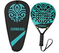 Ozbego Padel Racket Set 100% Full Carbon - Includes Bag, 2 Overgrips, Wrist Brace & Protective Film - For Beginners & Advanced Users - Lightweight & Durable - Black & Green (Black)