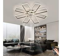 OZBMA 105CM Modern Ceiling Fans with Lights and Remote Dc Fan Led Lamp Silence Reversible Timer Dimmable Winter Summer Modes Chandelier for Bedroom Living Room,White Made in (Black 105CM)