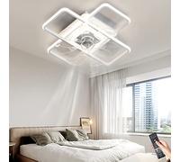 OZBMA 50CM Modern Ceiling Fans with Lights and Remote Dc Fan Led Lamp Silence Reversible Timer Dimmable Winter Summer Modes Chandelier for Bedroom Living Room,Black Made in (White 50CM)