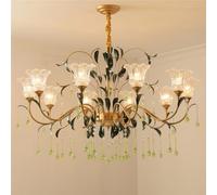 OZBMA American Pastoral Living Room LED French Creativity Flower Restaurant Bedroom Villa Cafe Clothing Store Home Decoration Pendant Lamp (J 12 Lights) (I B 10 Lights)