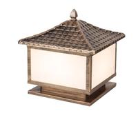 OZBMA Black Bollard Vintage Square Wall Pillar Head Light Modern Exterior Lamp Post Fixture Outdoor Landscape for 4x4 Vinyl/Wooden Posts Farmhouse Garden, Patio, Pathway (Bronze 40cm)