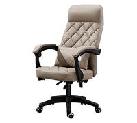 OZBMA Computer Table And Chair Upholstered Seat PU Leather Game Lunch Break Recliner High Back Ergonomic Racing (Color : Khaki) needed (Khaki A)