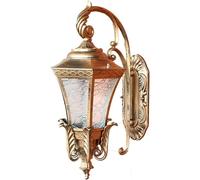 OZBMA European-Style Outdoor Wall Sconces,IP54 Waterproof Courtyard Garden Landscape Street Lamp, Die-cast Aluminum Printed Glass Lampshade Villa Porch,Luxury (Gold)
