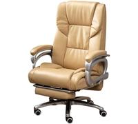 OZBMA Executive, Ergonomic Reclining Design, Comfortable Cowhide Material, Load Bearing 140kg/308lbs (Beige Yellow 68 * 106)