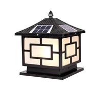 OZBMA Landscape Black Column Light Solar Classic Pillar Lights Acrylic Die-Casting Aluminium Lantern Head Lamp Home Outdoor Waterproof E27 s for Gate Street Lighting Fixture (Dark 40CM)