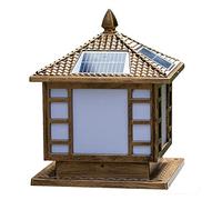 OZBMA LED Post Light, Wall Outdoor Waterproof Solar Lamp, Villa Die-Cast Aluminum 4 Color Dimming Community Courtyard Landscape Lighting Stigma Lantern, For Garden, Terrace (Bronze 15.7in)