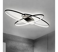 OZBMA Modern LED Ceiling Light Living Room Chic Oval Design Dimmable with Remote Control for Bedroom Dining Bathroom Kitchen Lamps L95 x W65 H9 cm (White) HGCHH (Black)