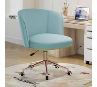 OZBMA Modern Mid Back,Vanity Chair for Makeup Room, Living Room,Gaming Study Chair,Adjustable Swivel Desk with Wheels and Armrest/Pink/Size to Pursue Happiness(K Grey+Orange) LWX (Blue Size)
