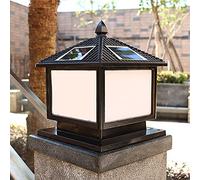 OZBMA Modern Outdoor Solar Column Lamp, Intelligent Remote Control IP65 Waterproof Energy-saving and Environmentally Friendly Courtyard Community (Black)