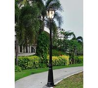 OZBMA Outdoor Lamp Post Light, European Villa Landscape High Pole Lantern Continental Garden Community Glass Street Light Tradition Victorian Waterproof Floor Column (Black 275cm)