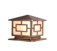 OZBMA Outdoor Wall Lights Square Column Headlight Courtyard Exterior Waterproof Post Lamp Antirust Rainproof Glass Lampshade Pillar for Patio Garden Porch Streetlight Decor (Brown 25cm)