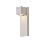 OZBMA Rectangular Microcement Outdoor Wall Sconce, 8W Warm White LED Exterior Lamp, Waterproof Minimalist Porch Fixture for Entryway Patio Garden Balcony Courtyard Garage Cottage(White) (White)