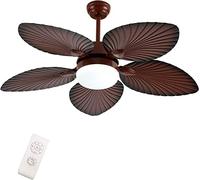 OZBMA Tropical Palm Ceiling Fan with LED Light and Remote Control Oil Brushed 5 Leaf Lamp 3 Speed Vintage Chandelier for Living Room Bedroom Dining (Size : 52in) ()