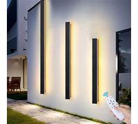 OZBME Black Wall Sconce Long Strip, Lamp with Remote Control,LED Dimmable Outdoor Garden Lights, Outside Indoor Aluminium IP65 Waterproof (60cm 36w)