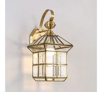 OZBME Brass Outdoor Wall Lantern Retro Exterior Coach Light Vintage Sconce, Copper Housing Porch Lights Mount, Glass Shade Lamps for Garden Door Front