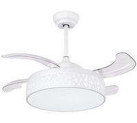 OZBME Ceiling Fan Remote Control Light with 4 PC Blade,42" LED Invisible Retractable Bird's Nest Chandelier for Living Room Cool