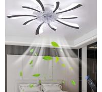 OZBME Ceiling Fans with Lights and Remote Control Dimmable Silent Fan 6 Speeds 10 Heads Dendritic Lamp Reversible Dc Flush Mount for Bedroom Light (Black)